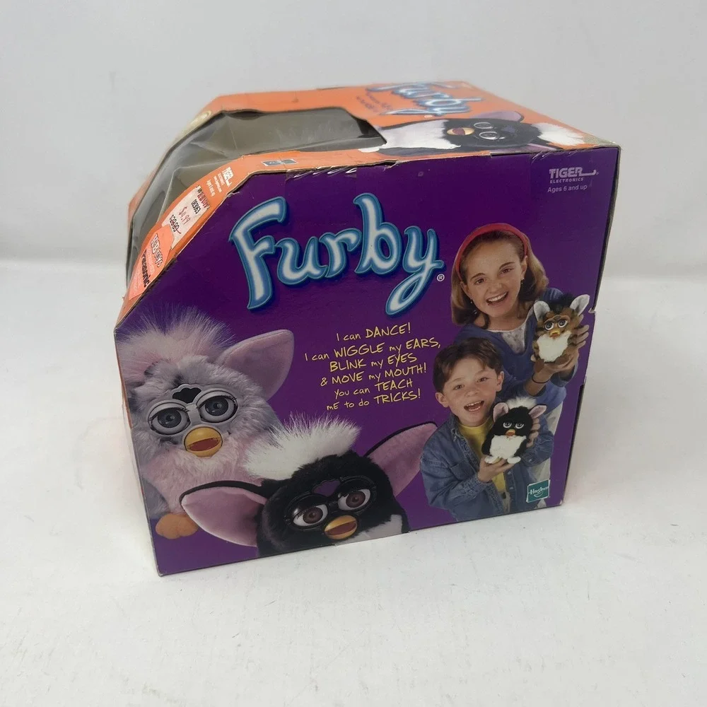 Vintage Bear Furby Neon Green Eyes New White Tan 1998 2001 NIB